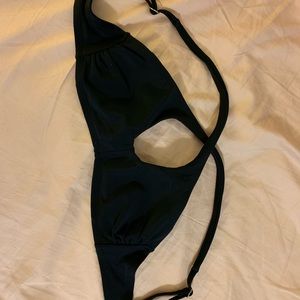 Black keyhole tie back bikini top